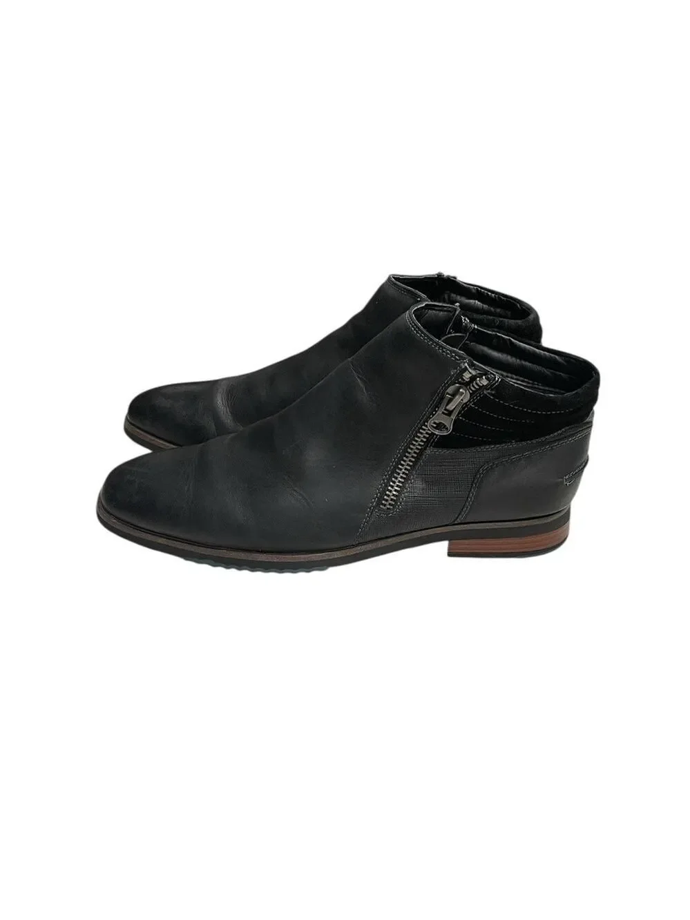Steve Madden P-Kingpin Men’s Black Leather Zipper Casual Dress Boots SZ 11